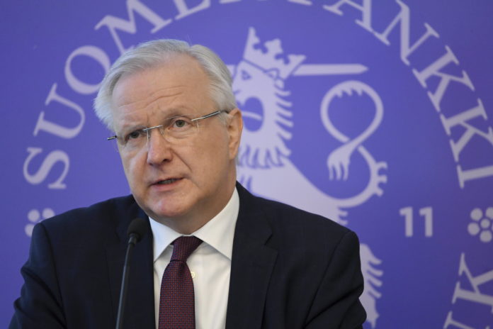 Chefdirektör Olli Rehn betonar vikten av sameuropeiska lösningar. Bild: Markku Ulander / Finlands Bank