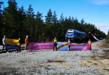 Polisen avbryter Elokapinas demonstration i Koverhar hamn i Hangö Aktivister demonstrerar vid hamnporten i Hangö.