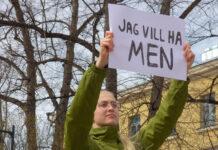 JAG VILL ANVÄNDA MEN! Person som demonstrerar.