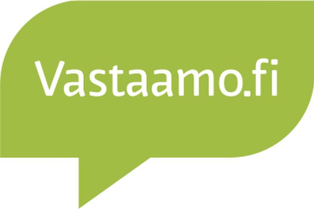 En grön pratbubbla där det står Vastaamo.fi.