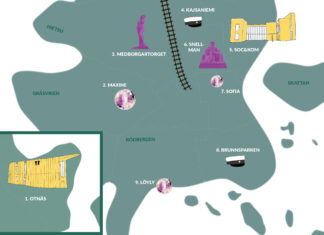 Glada vappen! Här hittar du de roligaste festligheterna En karta med symboler för vappens olika händelser.