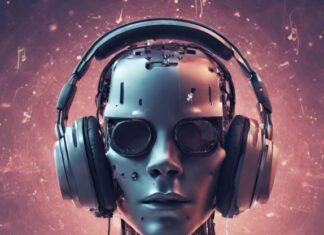 AI-genererad musik – ett hot eller en resurs? Robot med hörlurar på sig.